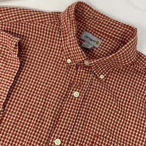 Carhartt Men's Short Sleeve 100% Cotton w/Pocket Red/White Checked Sz XL S0